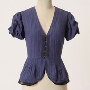 Blue peplum size 4 top anthropology